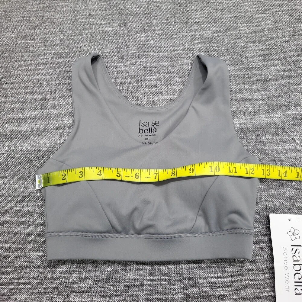 Isabella Womens Gray Moisture Wicking UV Protection Sports Bra Size XS
